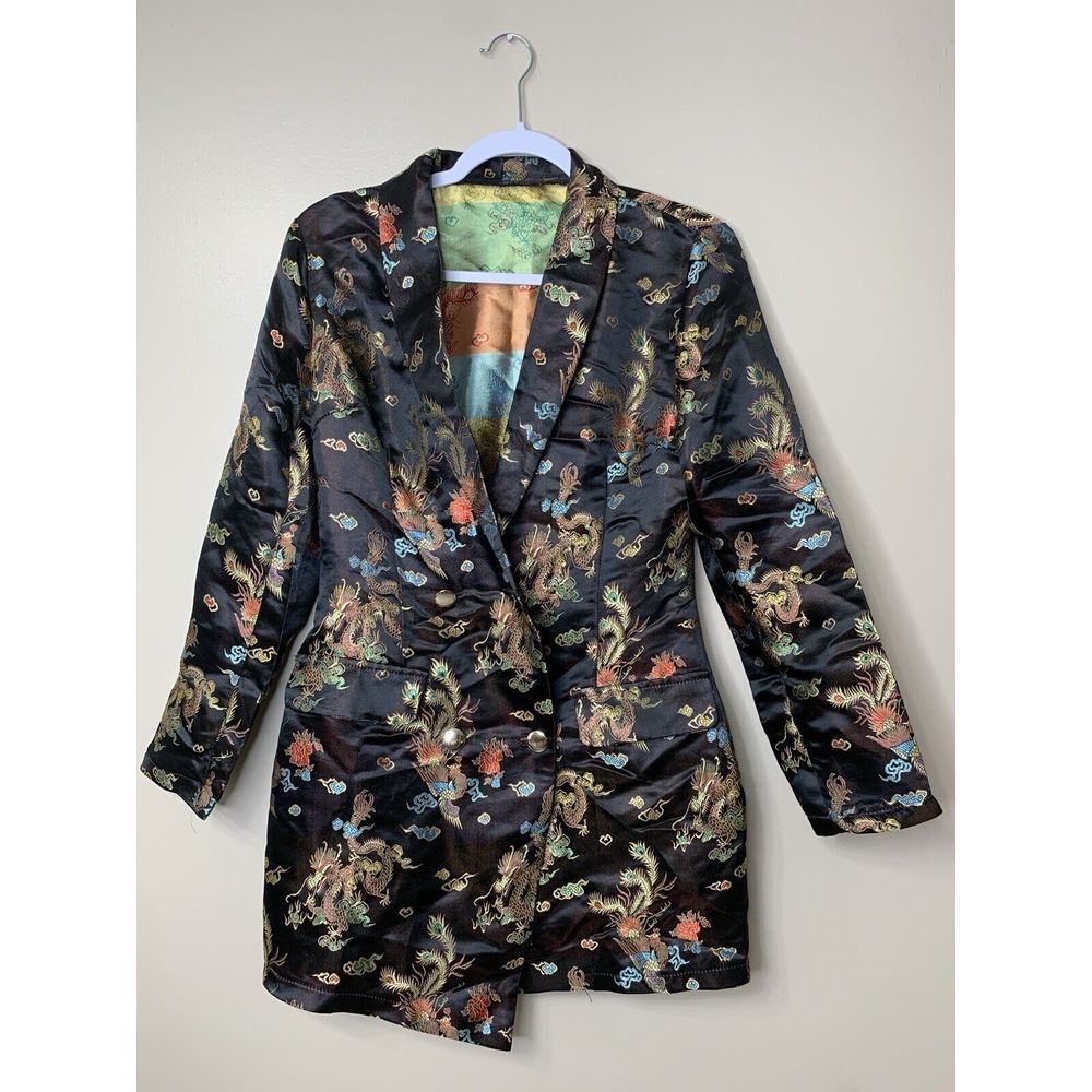 Womens Faux Kimono Pattern‎ Blazer Jacket Size Small Missing One Button
